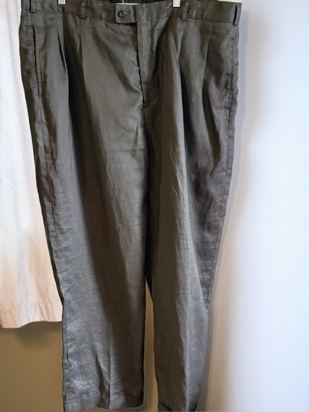 Maxini Mens Black Linen Pleated Dress Pants size 42/32